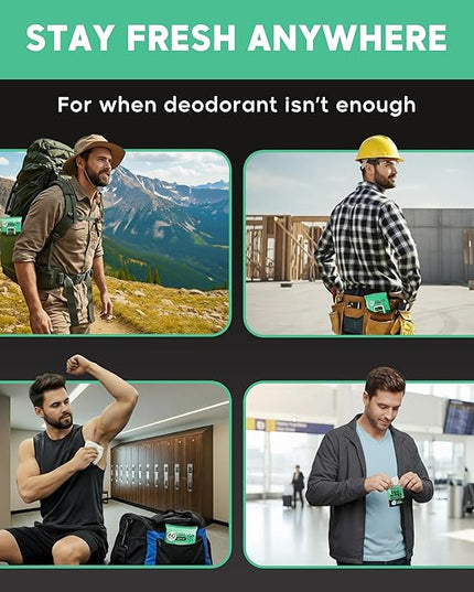 Deodorant Wipes for Men - Freshening Body Towelettes for Post-Workout, Travel, and Daily Deodorizing - On-the-Go Fresh Scent Cleansing Wipes, 120 Count (2 Pack)