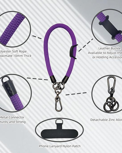 Phone Lanyard Wrist Strap Phone Strap Wrist Lanyard for Cell Phone Around the Hand with Lanyard Patch (Purple)