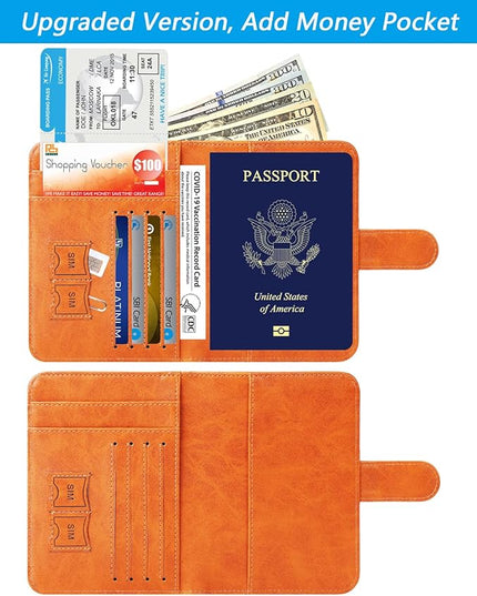 Passport Holder Cover Wallet RFID Blocking Leather Card Case Travel Accessories for Women Men (#Claybank)