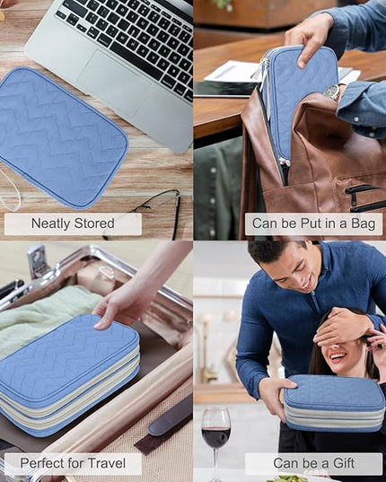 FYY Electronic Organizer, Large Travel Cable Organizer Bag Pouch Electronic Accessories Carry Case Portable Waterproof Double Layers All-in-One Storage Bag for Cable, Cord, Charger, Pattern Blue