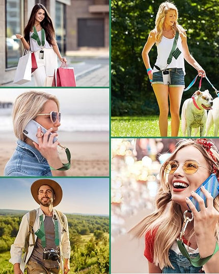 XANGNIER Clip and Go Strap for Phone with Wallet Crossbody, Phone Strap with Zippered Wallet, Adjustable Anti Theft Cellphone Lanyard for Women, Cellphone Chain Accessories,Multicolor 14