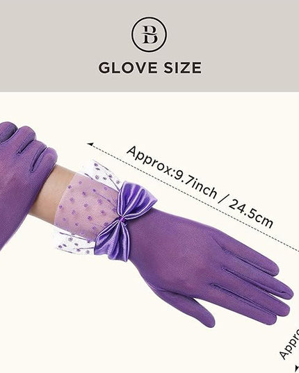 BABEYOND Lace Gloves for Women - Bow Short Prom Gloves Evening Elegant Accessories for Wedding Opera Party