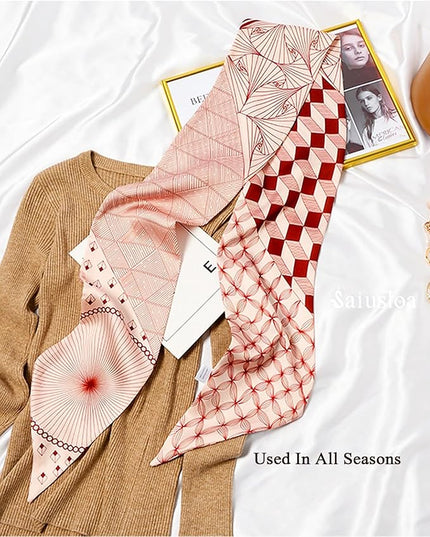 Purse Scarf For Handbags Head Scarves For Women's Hair Bags Scarfs Long Skinny Scarves Fashion Silky