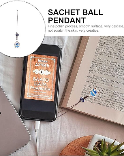 ibasenice Phone Bell Pendant Charm: Phone Hanging Charm Sachet Ball Short lanyard for Women
