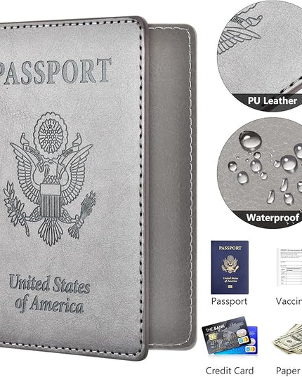 Eoehro Passport Holder for Travel Essentials-2Pack, Passport Wallet Cover Case for Travel Must Haves Accessories,Passport Book Holders for Women and Men