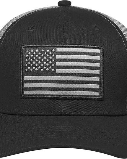 AURR American Flag Trucker Hat, Patriotic Baseball Cap for Men & Women, Breathable Mesh Adjustable Snapback, USA Flag Patch