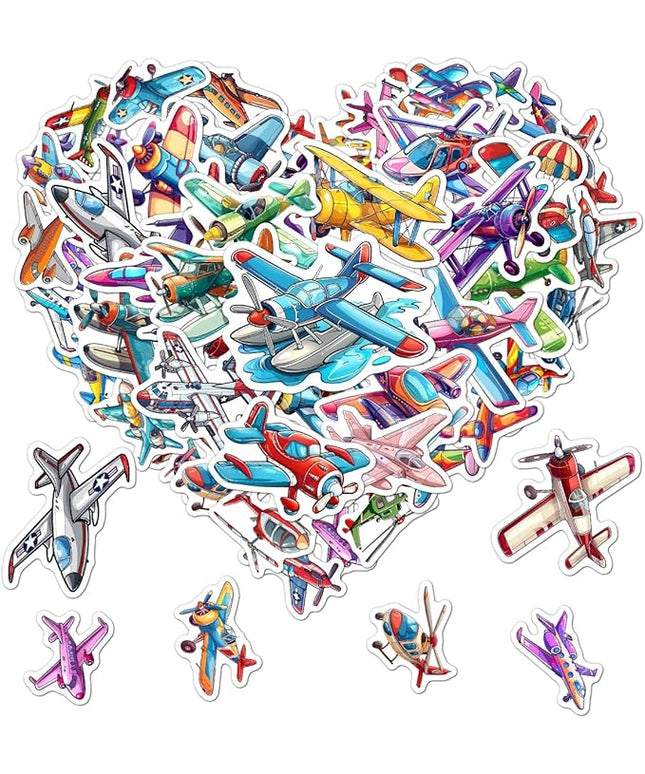 Pack 50 Pcs Cute Cool Airplane Stickers for Water Bottles Funny Laptop Luggage Computer Scrapbooking Case Teens Girls Boys Adults Waterproof Aesthetic Sticker Small Vinyl Decals