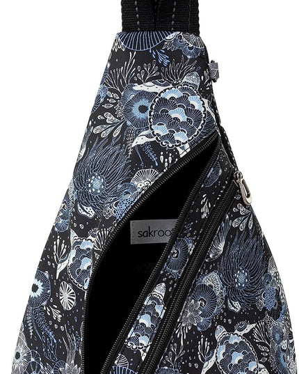 Sakroots On The Go Sling Bag for Women in Eco-Twill, Large Convertible Crossbody Backpack With Main Zipper Closer, Made From Recycled Materials - Midnight Seascape