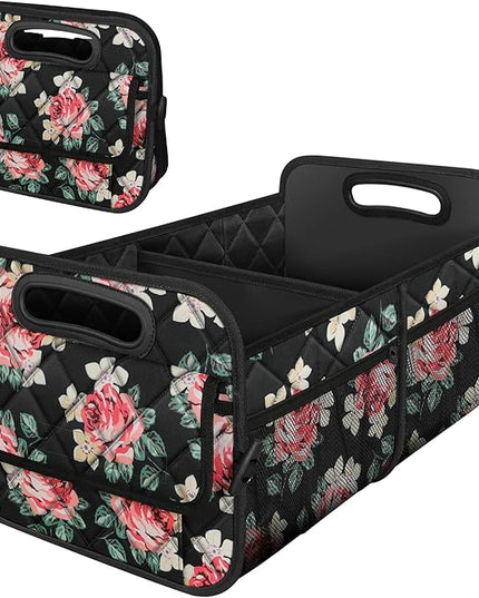 Deosk Car Trunk Organizer for SUV, Car Organizers and Storage with 6 Pocket, Car Accessories for Women/Men 50L Waterproof Polyester Trunk Organizer(Medium, Floral)