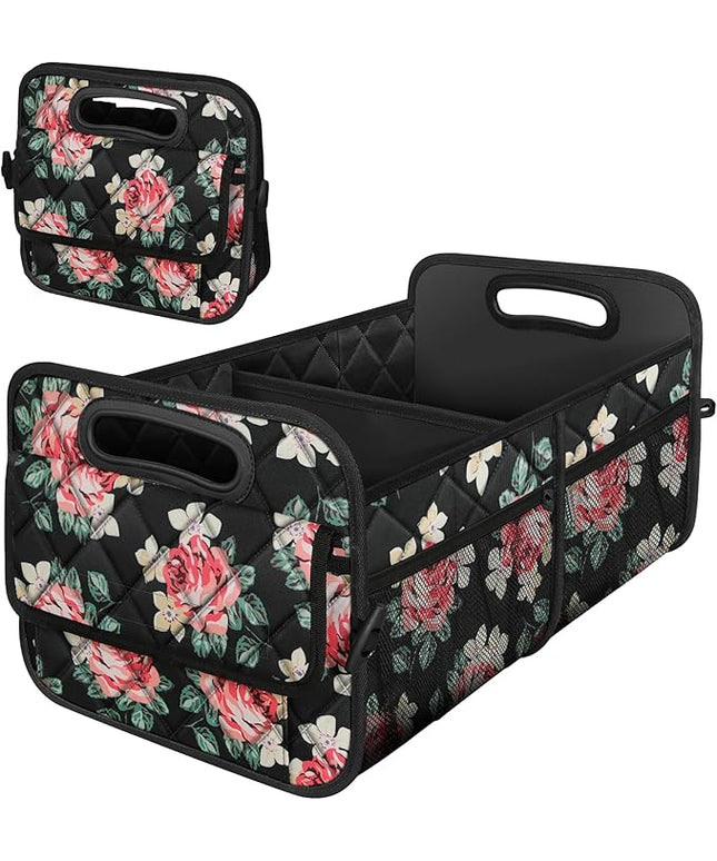 Deosk Car Trunk Organizer for SUV, Car Organizers and Storage with 6 Pocket, Car Accessories for Women/Men 50L Waterproof Polyester Trunk Organizer(Medium, Floral)