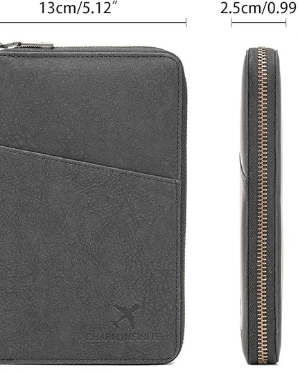 Family Passport Holder Wallet RFID Blocking Zippered Passport Wallet,Women and Men Travel Wallet Ladies Passport Cover
