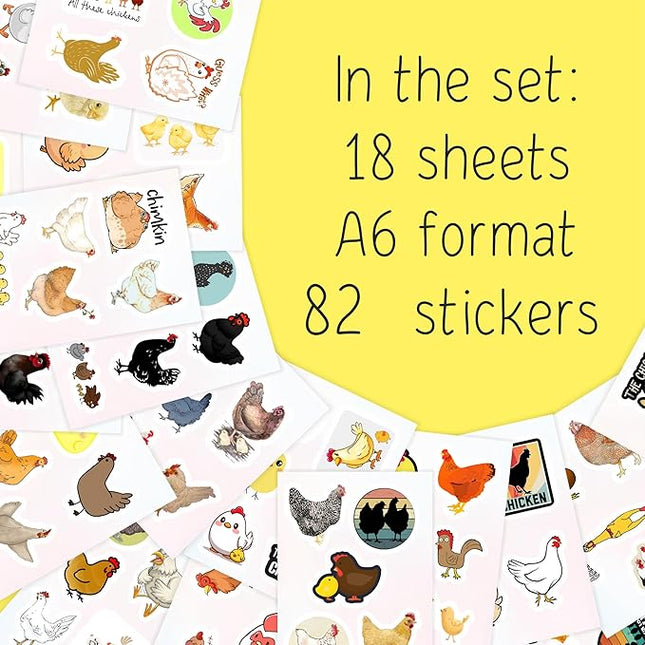 BulbaCraft Chicken Stickers for Water Bottle and Laptop - Chicken Party Supplies & Decorations, Waterproof Vinyl Decals, Cute Animal and Farm Stickers, Gifts for Women & Men