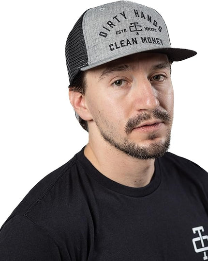 TROLL CO. CLOTHING Dirty Hands Clean Money Meshback Hat - Black, Adjustable Snapback, Curved Brim, One Size Fits Most