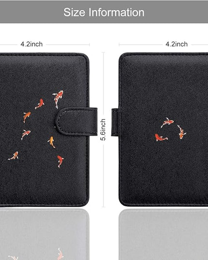 WALNEW Passport Holder for Travel, RFID Passport Cover Wallet for Women Men, PU Leather Passport Book Card Holder Case with Pen (Buckle Closure, Buckle-Carp)