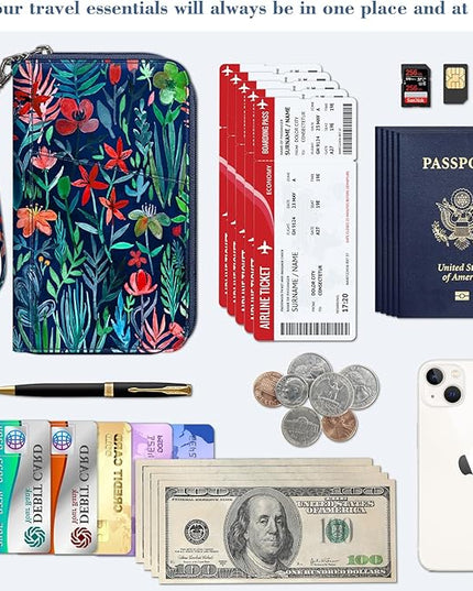 Fintie Family Passport Holder Wallet, RFID Blocking Travel Document Organizer Clutch Bag Credit Cards Case Cover for Women Men