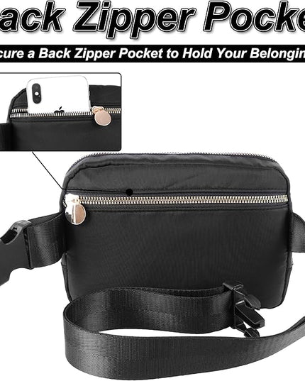 Uygafly Personalized Belt Bag for Women Girls - Fashion Mini Waist Packs with Adjustable Strap - Trendy Travel Fanny Pack Crossbody Bags with Initial Letter - Teen Gifts | Black,Black P