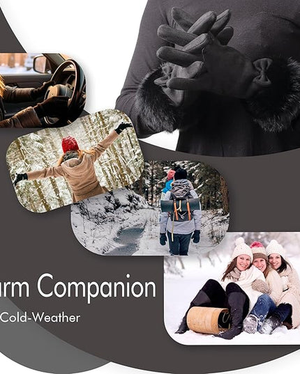 Vagasi Women Touch Screen Gloves, Fleece Lined Winter Gloves for Ladies, Thermal Suede Gloves Fur Cuff for Girls Gifts