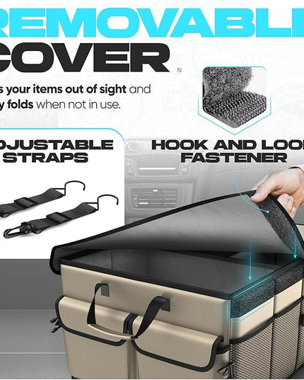 FORTEM Trunk Organizer For SUV Car Trunk Organizer, Foldable Storage, Car Accessories for Women Men, Collapsible Bag, Perfect Christmas Gifts, 600D Oxford, Non Slip Bottom, Straps, Soft Cover (65L)