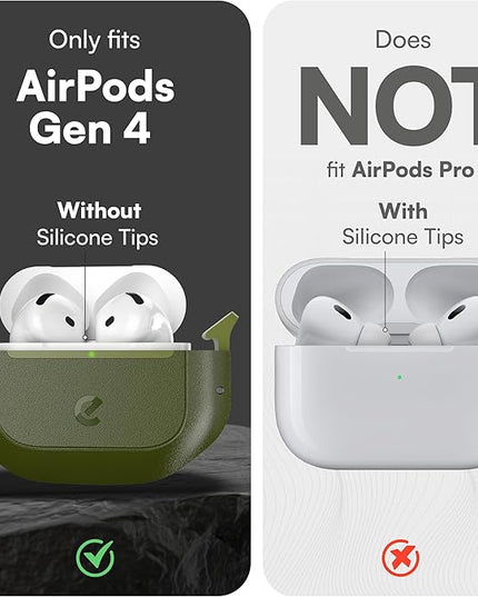 Keybudz for AirPods 4 Case with Lock - Fully Waterproof AirPods 4th Generation Case Cover - Keychain, Rugged Tough Protection, Hard Shell and Carabiner (Forest Green)