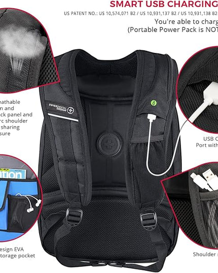 Swissdigital Design TSA Business Laptop Backpack For Men,Travel Backpack With USB Charging Port,College Tech Backpacks With RFID Pockets Presents For Men Fits 15.6 Inch Computer | J16BT-1