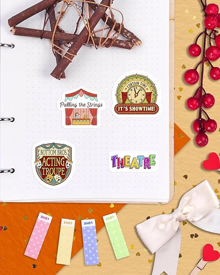 100Pcs Theatre Stickers for Laptop, Drama Stickers and Decals - Theatre Gifts - Drama Party Supplies - Gift for Women & Men