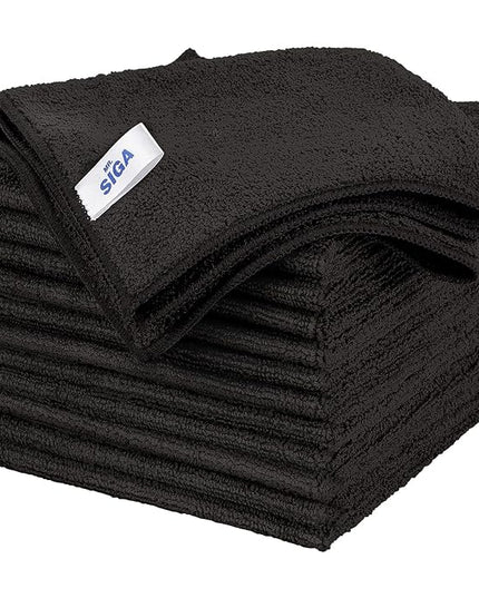 MR.SIGA Microfiber Cleaning Cloth, All-Purpose Microfiber Towels, Streak Free Cleaning Rags, Pack of 12, Black, Size 32 x 32 cm(12.6 x 12.6 inch)