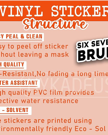 (3Pcs) Six Seven Bruh 67 Meme Stickers Funny Gen Alpha Slang 6 7 Numbers Vinyl Decals Waterproof for Laptop, Water Bottle, Tumbler, 3" x 2"