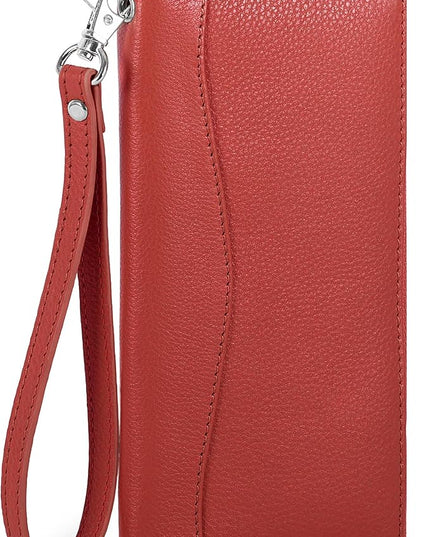 Orange Leather Wallet for Women - RFID Womens Wallet Clutch with 8 Credit Card Holder, Coin Pocket, Gift for Women’s Teens Ladies