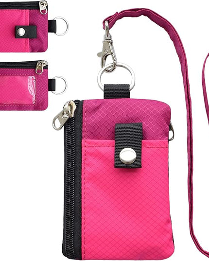 Minimalist RFID Blocking Small Wallet with ID Window,WaterResistant Zip Id Case Wallet with Lanyard Keychain for Cards,Cash,Travel,Women,Men