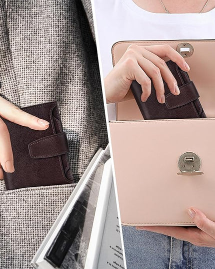 Airkit Small Wallet Women RFID Blocking Genuine Leather Bifold Compact Card Holder Wallet for Women with Zipper Coin Pocket 4 ID Window
