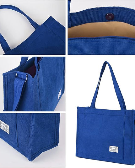 Valleycomfy Corduroy Tote Bag for Women Travel Crossbody Bag Purse Women Shoulder Bags Work Handbags Everyday Hobo Bag