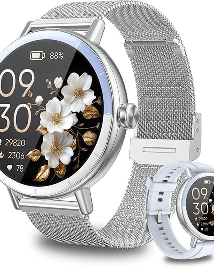 KEEPONFIT Smart Watches with Bluetooth Calls(Answer&Make) for Android/iPhone, 1.27’’ Touch Screen with IP68 Waterproof Activity for Women/Men, Pedometer with 100+ Sports Model/Heart Rate/SpO2 Monitor