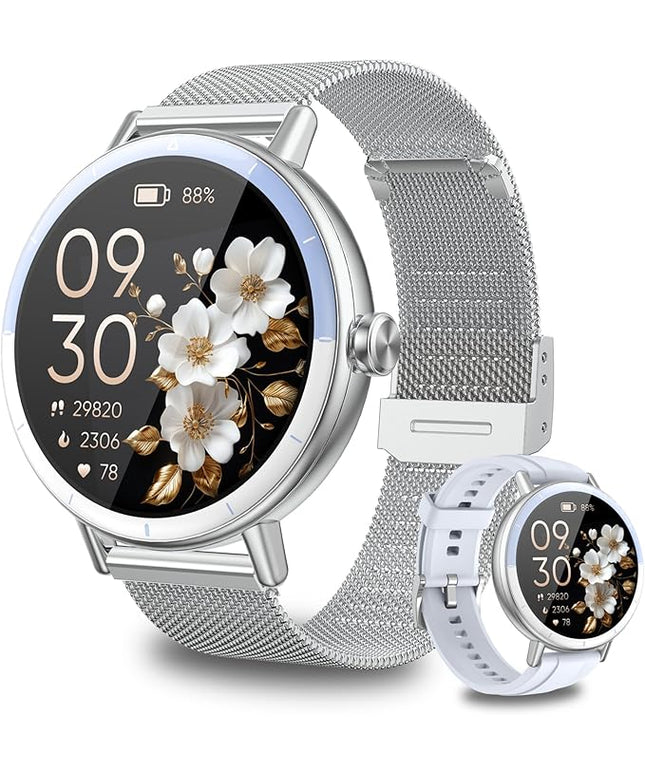 KEEPONFIT Smart Watches with Bluetooth Calls(Answer&Make) for Android/iPhone, 1.27’’ Touch Screen with IP68 Waterproof Activity for Women/Men, Pedometer with 100+ Sports Model/Heart Rate/SpO2 Monitor