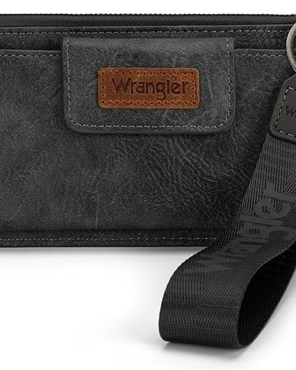 Montana West X Wrangler Wallet for Women Ladies Female Card Cases & Money Organizers Wristlet with Wallet Large Clutch with Coin Purse Smooth Zipper and Rfid Lining