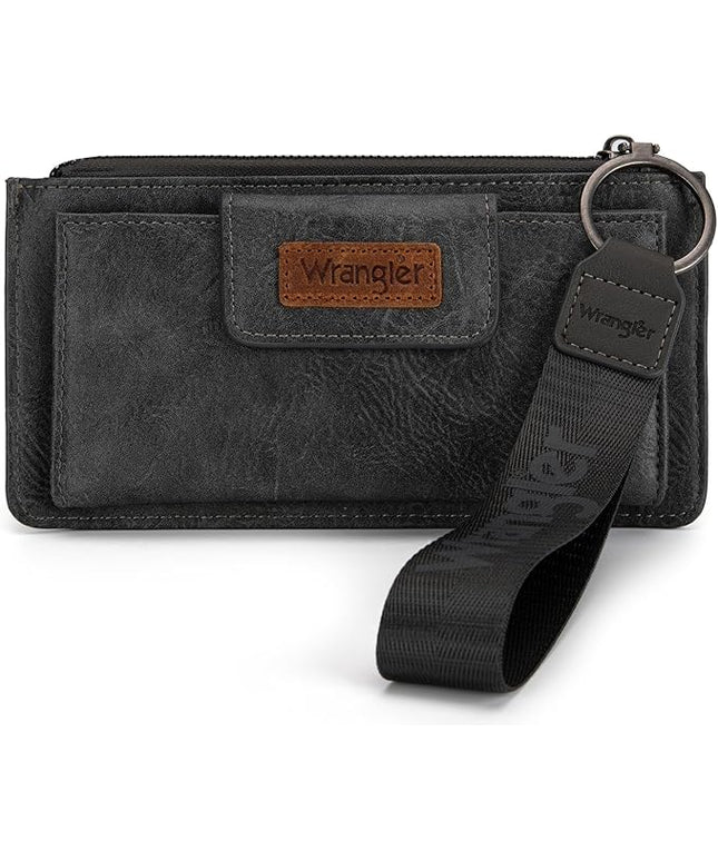 Montana West X Wrangler Wallet for Women Ladies Female Card Cases & Money Organizers Wristlet with Wallet Large Clutch with Coin Purse Smooth Zipper and Rfid Lining