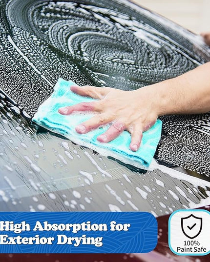 FIXSMITH Microfiber Cleaning Cloth, Shop Towels Bulk, 24 Pack Microfiber Towels for Cars, All-Purpose Absorbent Cleaning Rags, Dust Cloth for Automotive, Mechanic, Garage, Bar, 12 x 11 inch