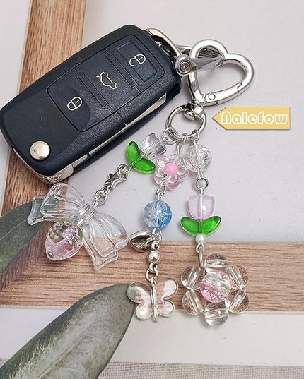Keychain Bag Accessories Cute Cherry Strawberry Flower Keychains Accessories Decor for Keys Bags Purses Gift