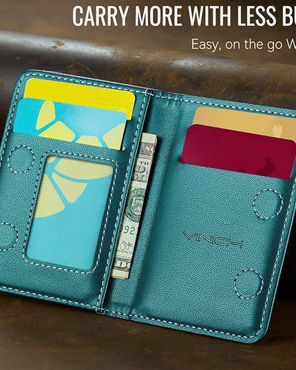 Vinich for MagSafe Wallet Magnetic RFID Blocking Card Holder Compatible with MagSafe Phones and Cases, Strong Magnet Minimalist Phone Wallet for iPhone 17/16/15/14/13/12/Pro/Max/Plus, Bluish Green