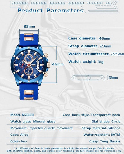 NIBOSI Watches for Men Waterproof Chronograph Mens Watches Analog Quartz Big Face Classic Stylish Fashion Casual Designer Luminous Waterproof Business Work Wrist Watch Elegant Gift for Men