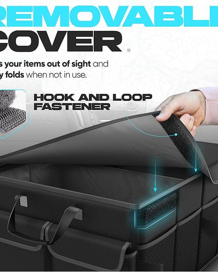 FORTEM Trunk Organizer For SUV Car Trunk Organizer, Foldable Storage, Car Accessories for Women Men, Collapsible Bag, Perfect Christmas Gifts, 600D Oxford, Non Slip Bottom, Straps, Soft Cover (45L)