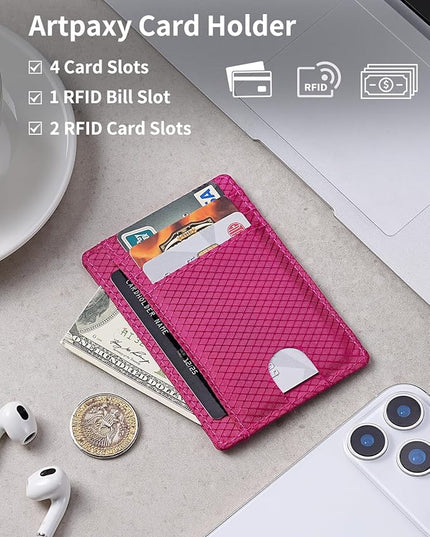 Artpaxy Slim Wallet for Men & Women, Minimalist Front Pocket Card Holder for Travel, RFID Blocking, Water Resistant Nylon Wallet for ID & Cash & Credit Card