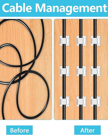 100PCS Adhesive Cable Clips, Wire Holder Organizer, Cord Management, Cable Staples, Christmas String Lights, White, Small