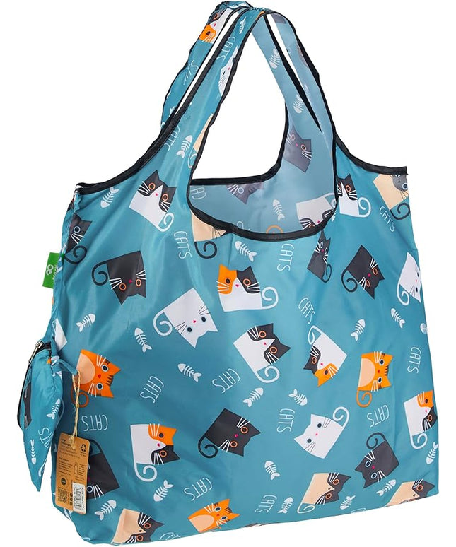 ECO CHIC Foldable Reusable Large Grocery Bags - Foldable Grocery Bags - Lightweight, Recycled & Reusable Shopping Bag - Waterproof, Packable Tote Fitting in Fine Grocery Bag Carrier