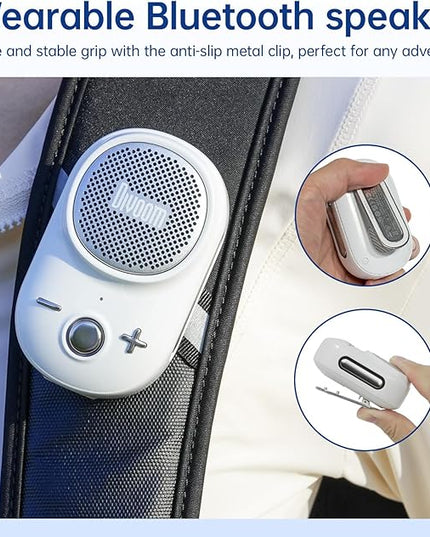 Divoom Itour-S Wearable Bluetooth Speaker, IP67 Waterproof Dustproof, Portable Small Clip-On Bluetooth Speaker, 10H Playtime, for Kitchen, Work, Travel, Biking, Golf, Pool (White)