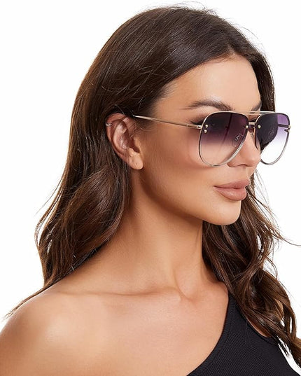 Trendy Oversized Aviator Sunglasses Womens, Retro Cute Big Shades Women's Fashion Sun Glasses UV Protection VF2203
