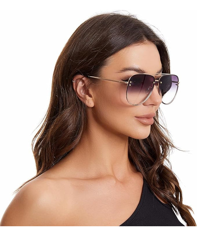 Trendy Oversized Aviator Sunglasses Womens, Retro Cute Big Shades Women's Fashion Sun Glasses UV Protection VF2203