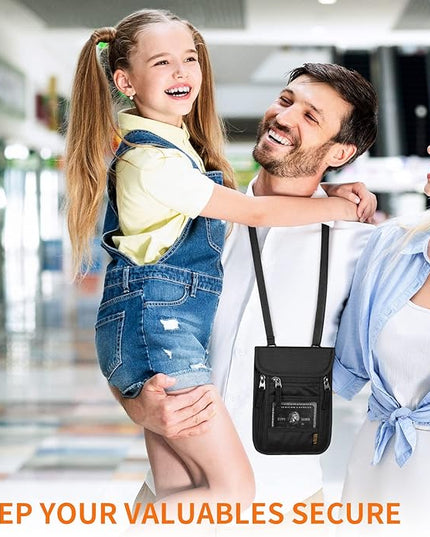 Neck Wallet for Travel,Passport Holder Neck Pouch for Men Women with Adjustable Neck Strap and RFID Blocking