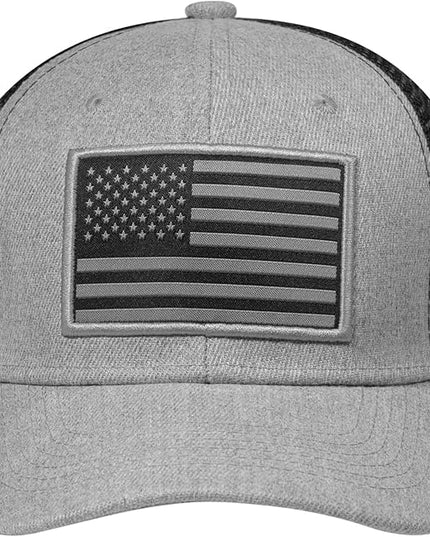AURR American Flag Trucker Hat, Patriotic Baseball Cap for Men & Women, Breathable Mesh Adjustable Snapback, USA Flag Patch