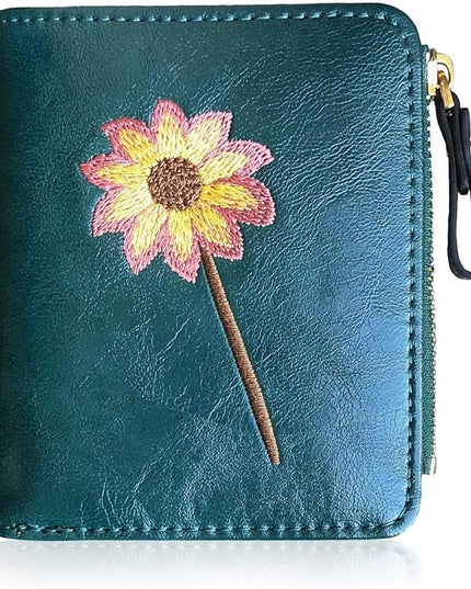 AOXONEL Girls Wallet Small Bifold Womens Wallets Rfid,Compact Female Cute Mini Zipper Coin Card Purse for Teen Girl Kids (Green)