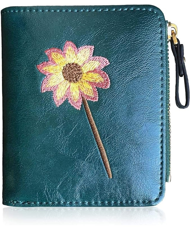AOXONEL Girls Wallet Small Bifold Womens Wallets Rfid,Compact Female Cute Mini Zipper Coin Card Purse for Teen Girl Kids (Green)
